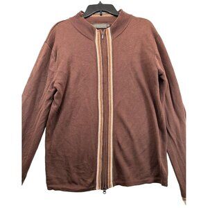 Of the Earth Unisex Cardigan Sz L Brown Full-Zip Cotton/Soybean Fiber Vegan Vtg